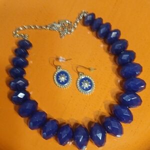 Royal Blue Faceted Beaded Necklace Set